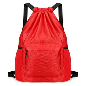 Mochila con cordón de nailon, bolsa con cordón para exteriores, Ripstop, con bolsillo frontal con cremallera, bolsillos laterales de malla, mochila informal ligera para el día a día - Product Image 6