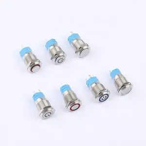 Hot selling 12v 24v 12mm latching push button switch with instantaneous LED light waterproof button switch