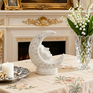 Sculpture d'art <span class=keywords><strong>Luna</strong></span> Face, décoration moderne pour la maison, figurine de <span class=keywords><strong>visage</strong></span> de lune croissante, accessoires de décoration intérieure - Product Image 4