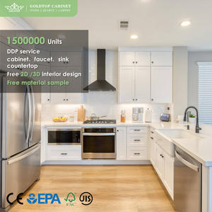 Isla de Cocina Moderna de Alta Gama Goldtop y Combinación de Gabinetes Pintados con Encimera de Cuarzo para Apartamentos - Product Image 1