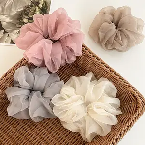 Mode Oversized Malaysia Moslim Effen Kleur Organza Scrunchies 16Cm Groot Haar Scrunchies Voor Vrouwen Meisje Paardenstaart Accessoires