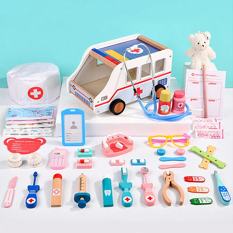 Conjunto de brinquedos de médico para crianças, venda quente, conjunto de brinquedos infantil para brincadeiras de ambulância, série de brinquedos para dentista, menino e menina, brinquedos de simulação de casa, presente