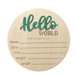 출생 발표 사인 나무 안녕하세요 세계 신생아 사인 새로운 아기 이름 환영 카드 신생아 발표 보드 - Product Image 4
