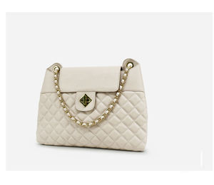 2020 bianco trapuntato borsa in pelle PU di grandi dimensioni <span class=keywords><strong>catena</strong></span> borsa a tracolla <span class=keywords><strong>con</strong></span> serratura - Product Image 2