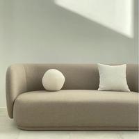 Canapé Courbé Moderne 3 Places en Tissu Flanelle Crème Style Nordique 2026 avec Éponge Haute Densité – Ensemble de Mobilier de Salon