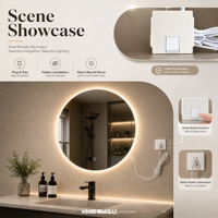 Module LED pour miroir de courtoisie avec interrupteur tactile, fonction mémoire, alimentation intégrée 1A 12W 12V DC, Plug and Play