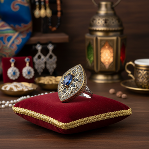Sapphire <b>CZ</b> Ottoman Authentic <b>Rings</b> Wholesale Turkish 925 Sterling Silver Jewelry Handmade <b>Ring</b> - Product Image 3