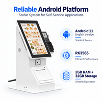 Kiosque de point de vente de bureau 10,1 pouces Android 11 RK3566 2 Go 32 Go avec imprimante 80 mm intégrée et lecteur de codes QR pour la commande en café et restaurant