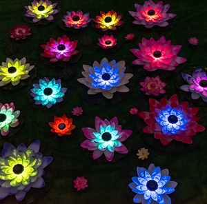 Năng lượng mặt trời <span class=keywords><strong>LED</strong></span> nổi đèn sen không thấm nước giáng sinh hoa trang trí nội thất vườn AO công viên thay đổi màu sắc điều khiển từ xa IP65 gốm - Product Image 5