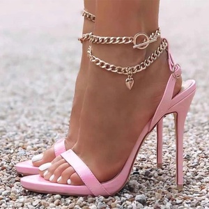 Back Strap Ankle Chain Breathable Spring Summer Open Toe High Heeled Sexy Outdoor Pumps <b>Shoes</b> 2021 Latest - Product Image 1