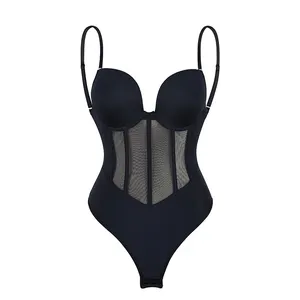 2023 kadın iç çamaşırı dikişsiz U dalma Bodysuit tanga Shapewear kayış ile seksi iç çamaşırı