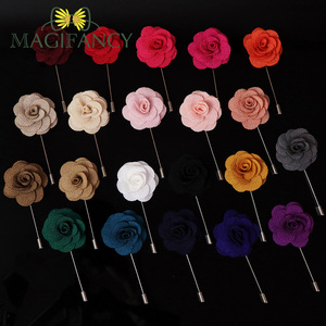 Renkli 4cm gül çiçek broş kırmızı pembe kumaş kadın erkek ceket pimleri damat düğün parti kravat iğnesi basit takım elbise aksesuarı hediye - Product Image 1