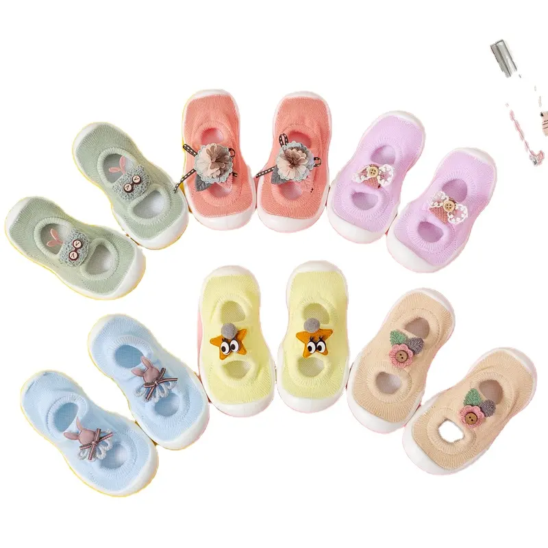 Leuke Bloem Badstof Rubberen Zool Baby Kind Schoenen Sokken