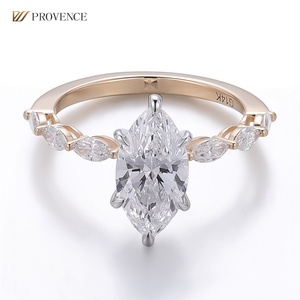 Bague en or jaune massif 18K 14K avec diamant de laboratoire certifié IGI taille marquise, bijoux personnalisés, cadeau de la Saint-Valentin pour femmes et hommes - Product Image 3