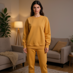 HDJ Women 2 Piece Tracksuit Set Oversized Sweatshirt Pants Solid Color Crew Neck Long Sleeve Loose Fit Casual Loungewear All - Product Image 2