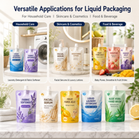 Pochette souple personnalisée avec bec verseur, sachet d'emballage liquide autoportant avec bouchon verseur 50ml 250ml 1L rechargeable pour jus et détergent