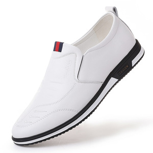 Men's Leather Loafers Black Soft Sole Business Casual Shoes Office Wear Flat <b>Heel</b> British Style Dress Shoes - Product Image 5