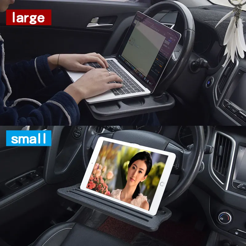 कार आंतरिक सहायक उपकरण लैपटॉप डेस्क और ट्रे कार के स्टीयरिंग व्हील खाने ट्रे मेज डबल-पक्षीय प्लास्टिक स्टीयरिंग व्हील डेस्क ट्रे