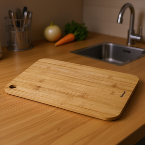 Tabla de cortar MetalTex de bambú rectangular con orificio para colgar, para uso en la cocina - Product Image 3