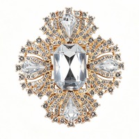 Broche de mode de luxe, bleu roi, en cristal taille émeraude, motif croix géométrique, grande épingle de déclaration pour robe de soirée, fourrure, mariage, fête