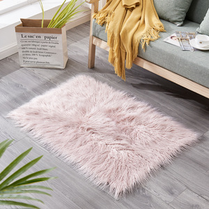 Alfombra Larga de Felpa Rectangular de Color Sólido, Moderna, para Sala de Estar, Sofá, Acolchada, Tejida a Máquina, Lavable, Gris Rosa - Product Image 4