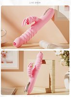 Zungen-Leck-Vibrator Rabbit-Vibrator Teleskopisch Schwingend Heizend 20 Vibrationsmodi USB-Aufladbar Silikon ABS Rosa