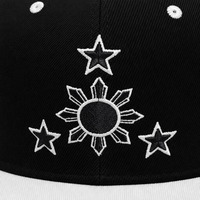 Casquette à visière plate noire et blanche, broderie personnalisée soleil et étoiles, chapeau en sergé avec œillets blancs, style streetwear