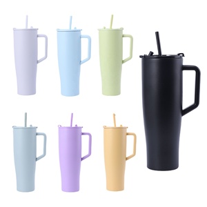 Borge 40oz công suất lớn cốc thép không gỉ chân không cách nhiệt kim loại du lịch <span class=keywords><strong>Mug</strong></span> với xử lý và rơm - Product Image 2