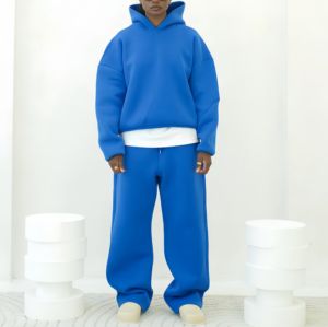 Sweatsuit kustom desainer pabrikan hoodie polos kelas berat dan Set celana olahraga longgar untuk pria - Product Image 5