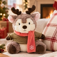 Peluche Mascotte Renne de Noël Personnalisée, Jouet en Peluche, Cadeau de Noël, Décorations Festives, Adorables Peluches Moelleuses pour Enfants