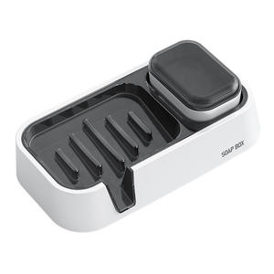 Porte-savon mural rectangulaire en PP détachable avec brosse de nettoyage - Product Image 2