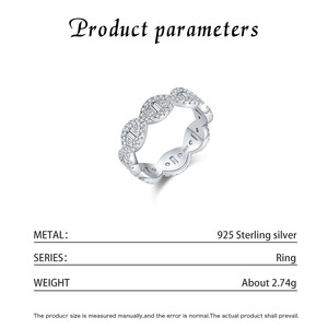 Elegant 925 <b>Silver</b> Eternity Band <b>Ring</b> With <b>Emerald</b> Cut Diamond Pave Setting Geometric Design For Women Luxury Engagement Jewelry - Product Image 2