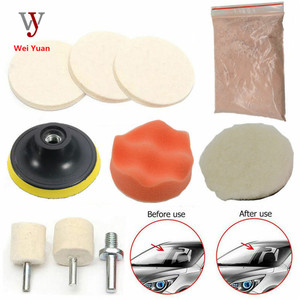 Kit de roues de polissage en laine pour vitres de voiture Wei Yuan avec poudre de polissage et chiffon pour la réparation des rayures et l'élimination du film gras - Product Image 2