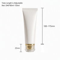 Tube souple D40 de 80 ml et 150 ml pour nettoyant visage et crème pour les mains, avec couvercle acrylique facetté, vente en gros, fabricant de marque privée, OEM, ODM en vrac