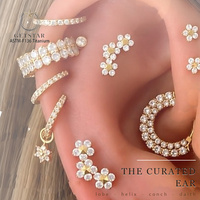 Anting-anting titanium zircon ASTM F136 Getta, model flat back 16g, dengan lingkaran tersembunyi, cocok untuk tragus, daith, rook, dan helix.