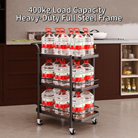 Support de rangement pour cuisine industrielle Chariot de service mobile à 3 niveaux avec roues Chariot de rangement à plusieurs niveaux en métal facile à déplacer