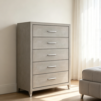 Commode étroite à 5 tiroirs en bois massif gaufré, design moderne, pour chambre à coucher, personnalisable OEM/ODM, idéale pour les commandes en gros