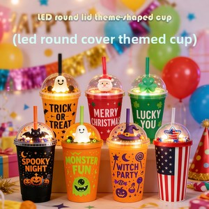 Nuevo Vaso de Agua con Pajita Ecológica de PS de una Sola Capa con LED de 24 oz, Diseño Luminoso de Panda, Regalo Creativo para Niños en Halloween y Navidad - Product Image 3