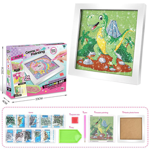 Nouveau produit bricolage <span class=keywords><strong>dessin</strong></span> animé dinosaure <span class=keywords><strong>paysage</strong></span> diamant peinture avec cadre rond encadré diamant art kit pour enfants <span class=keywords><strong>adulte</strong></span> peinture - Product Image 4