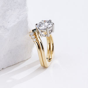 Anillo de diamantes cultivados en laboratorio de oro amarillo de 18 quilates Messi Jewelry MSR-2021 para mujer - Product Image 3