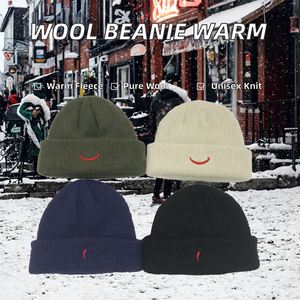 หมวกบีนนี่ปักลายยูนิเซ็กซ์ หมวกไหมพรมฤดูหนาวลายหน้ายิ้ม สำหรับการเดินทางกลางแจ้งทุกวัน - Product Image 2