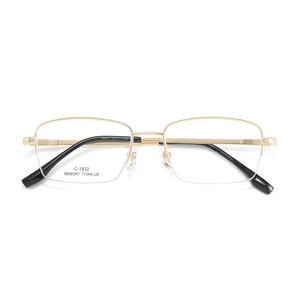 Montures de lunettes en titane à mémoire de forme pour hommes, demi-cerclées, verres rectangulaires en résine C-1932 Printemps 2025 Origine Danyang - Product Image 1
