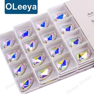 Strass à coudre Oleeya en verre, forme hache, colorés, à dos plat, 9*14mm, en vrac, excellente qualité, direct usine - Product Image 1