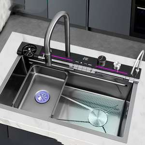 <span class=keywords><strong>Tiktok</strong></span> Trend LED Digital Display Blue Whale Longyu Cascada Fregadero de cocina Piano Key Nano Anti-Scratch Fregaderos de cocina - Product Image 5