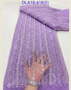 Tissus africains de luxe perlés paillettes brodées Tulle dentelle filet français tissu de dentelle pour robe de soirée - Product Image 5