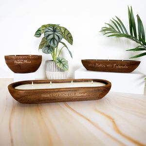 Vela aromática de cera de soja de 9 oz en tazón de madera ovalado de Pavilion Gift Company, con aroma a jazmín blanco, para decoración del hogar. - Product Image 5
