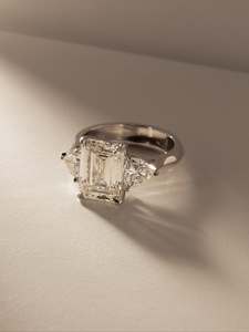 Bague en diamant de laboratoire de qualité supérieure en forme d'émeraude, sur mesure, en or massif jaune, blanc ou rose, pour femmes, bijoux fins - Product Image 2