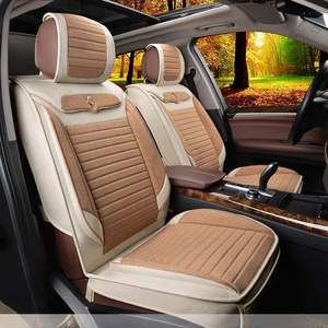 Fundas universales de lino y lino para asiento de coche, juego completo de protección de ventilación, compatible con Polo Passat, cojín para asiento <span class=keywords><strong>Interior</strong></span> - Product Image 6