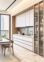 Lemari Dapur Pintar Elektrik Kustom dengan Sensor Sentuh, Unit Penyimpanan Area Memasak Cerdas Kelas Atas untuk Villa