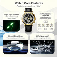 Montre pour homme de luxe haut de gamme, nouvelle couleur tendance, montre de pilote, bracelet en cuir bleu, montres-bracelets pour homme, chronographe